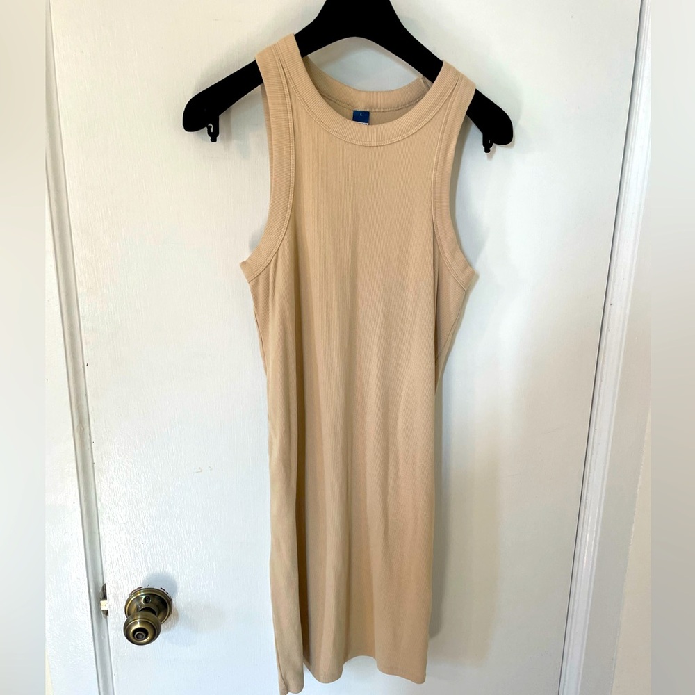 Old navy size large cream khaki midi form fitting dress